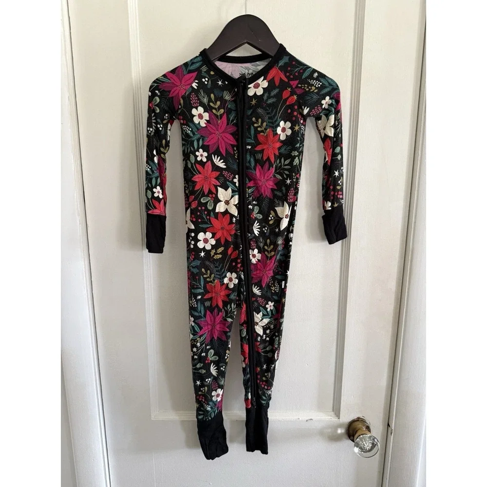 Little Sleepies Berry Merry Zippy Holiday Pajamas 12-18 Months